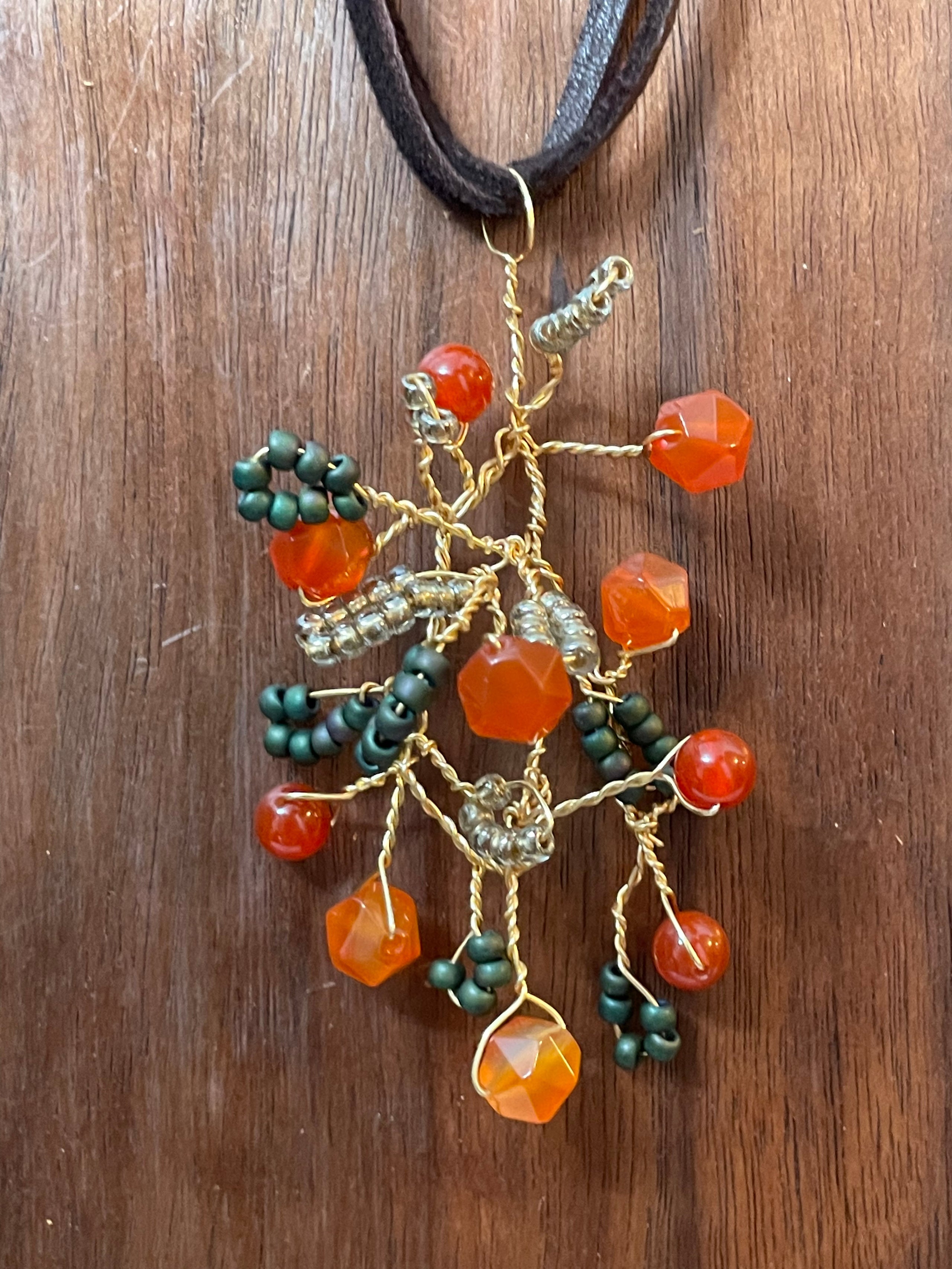 Carnelian Pendant Necklace | Courage & Vitality - Luck Strings Black Wax Cotton